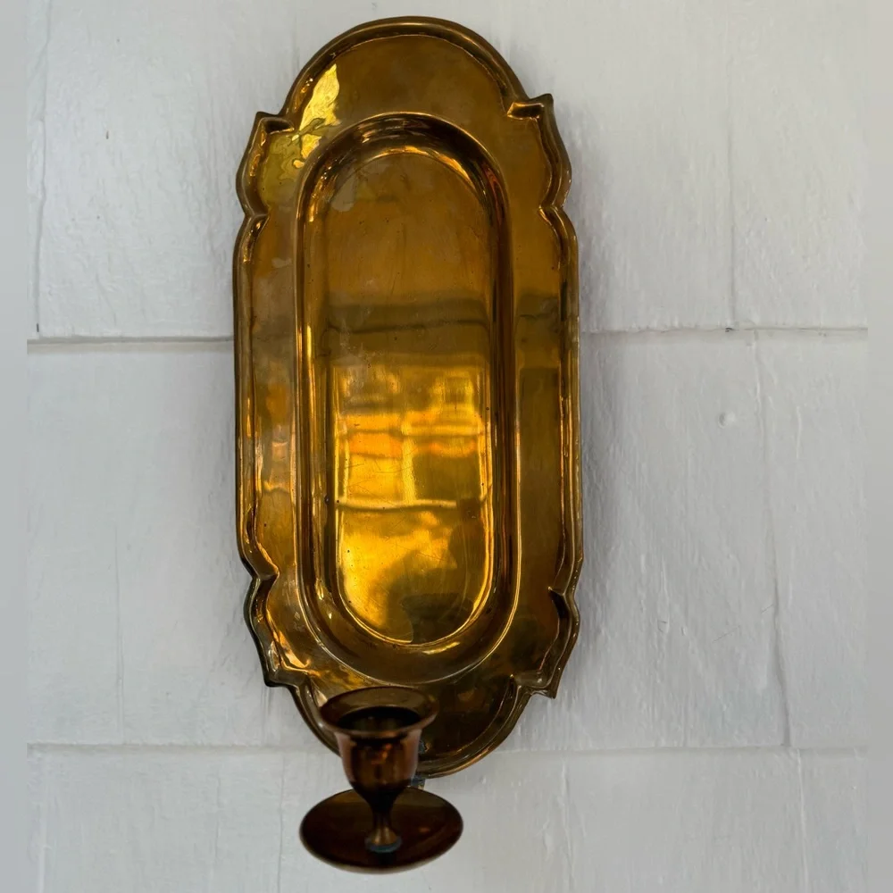 Vintage Brass Wall Sconce taper Candle Holder - Picture 2 of 8